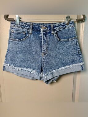 TGLA High Rise Denim Cutoff Shorts | Size 26 | Medium Wash